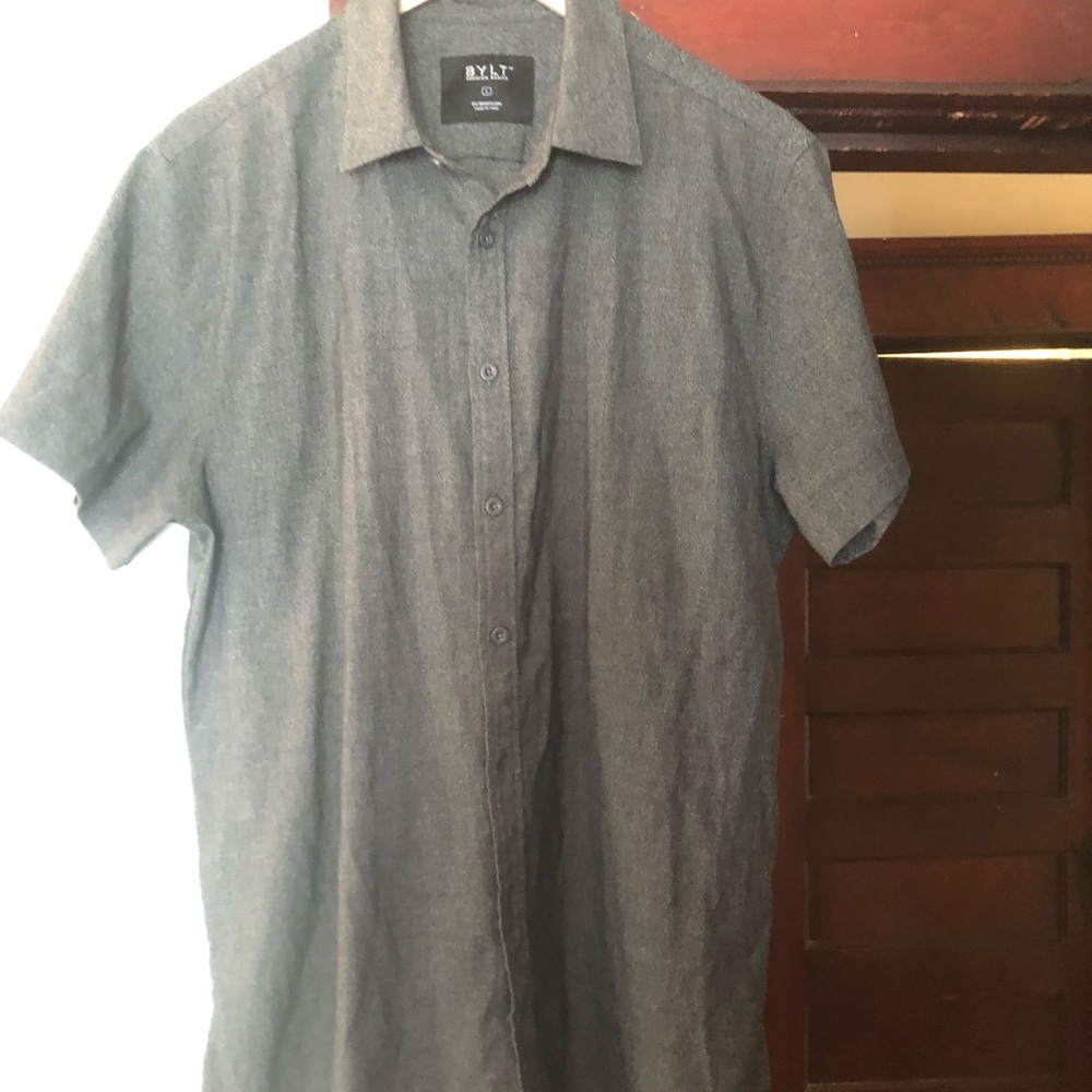 Bylt Short-Sleeve Button-Up Shirt in Charcoal Gray